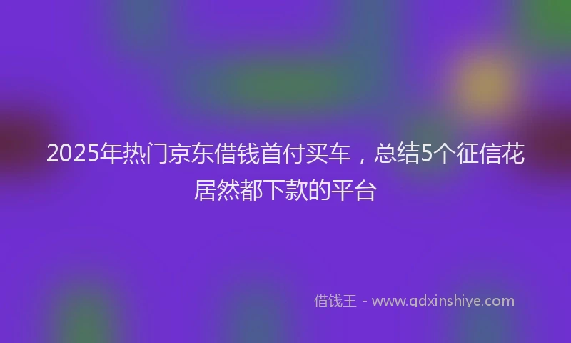 2025年热门京东借钱首付买车，总结5个征信花居然都下款的平台