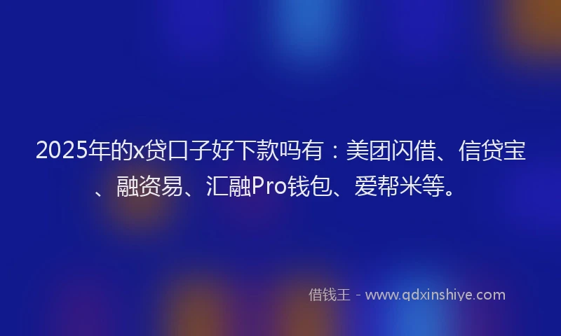 2025年的x贷口子好下款吗有：美团闪借、信贷宝、融资易、汇融Pro钱包、爱帮米等。