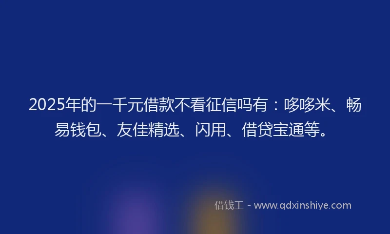 2025年的一千元借款不看征信吗有：哆哆米、畅易钱包、友佳精选、闪用、借贷宝通等。