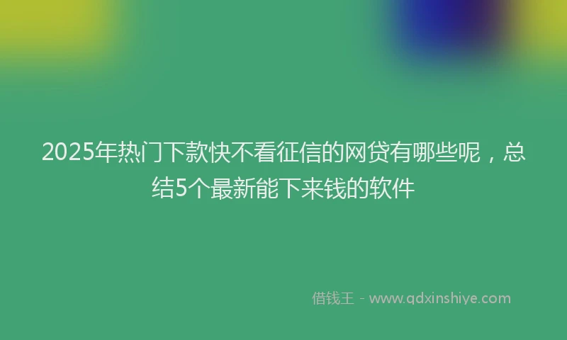 2025年热门下款快不看征信的网贷有哪些呢，总结5个最新能下来钱的软件