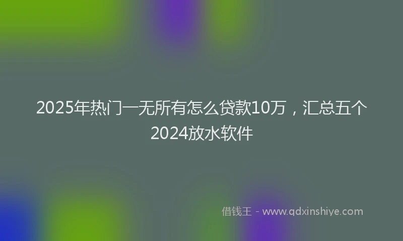 2025年热门一无所有怎么贷款10万，汇总五个2024放水软件