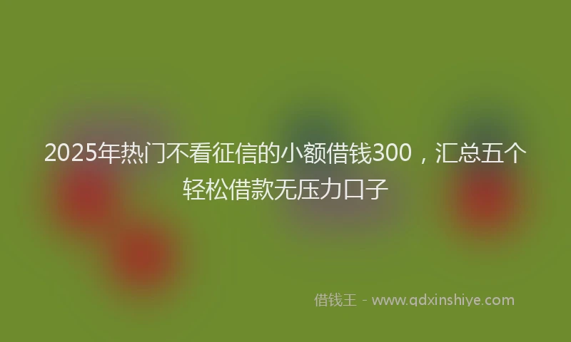 2025年热门不看征信的小额借钱300，汇总五个轻松借款无压力口子