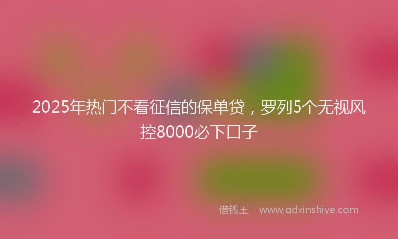 2025年热门不看征信的保单贷，罗列5个无视风控8000必下口子