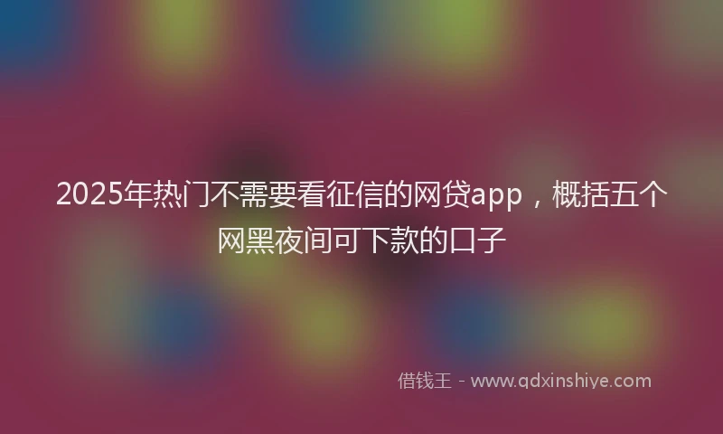 2025年热门不需要看征信的网贷app，概括五个网黑夜间可下款的口子
