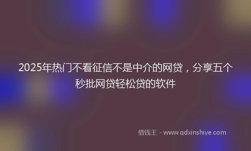 2025年热门不看征信不是中介的网贷，分享五个秒批网贷轻松贷的软件
