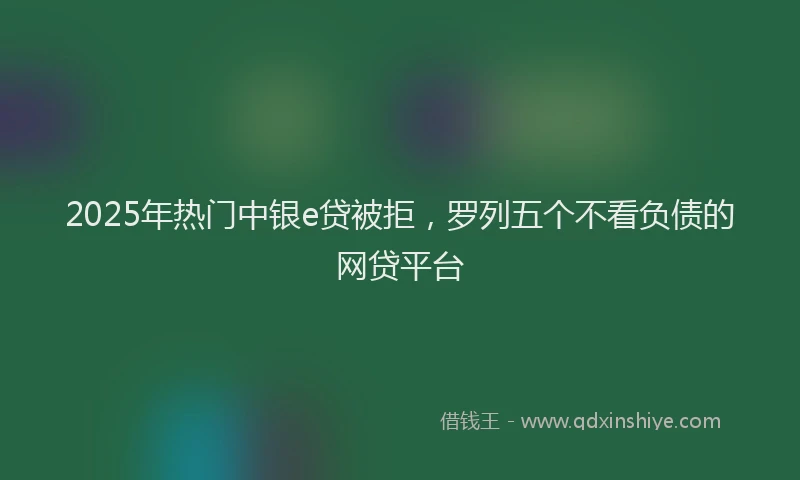 2025年热门中银e贷被拒，罗列五个不看负债的网贷平台