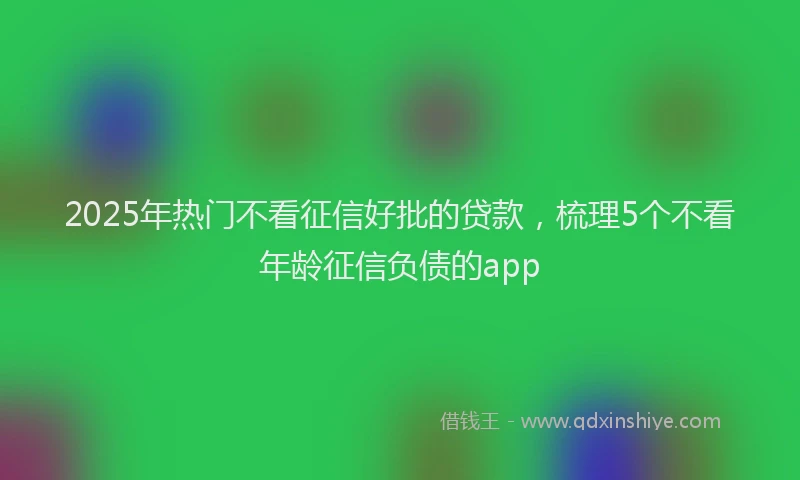 2025年热门不看征信好批的贷款，梳理5个不看年龄征信负债的app