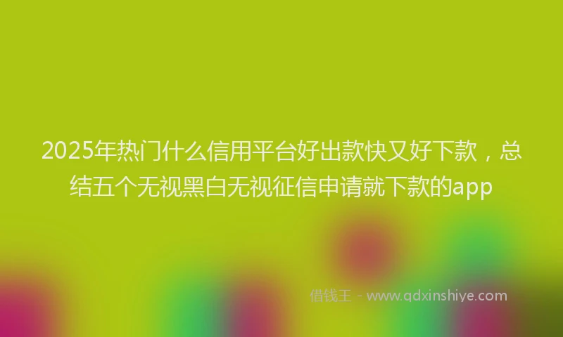 2025年热门什么信用平台好出款快又好下款，总结五个无视黑白无视征信申请就下款的app