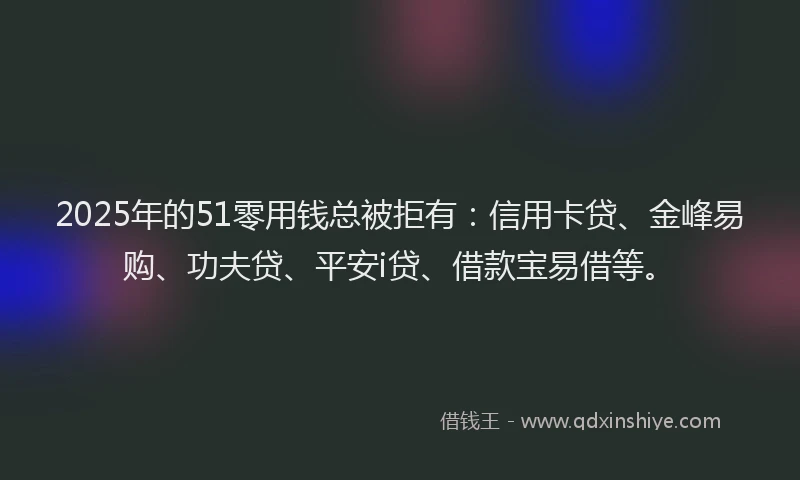 2025年的51零用钱总被拒有：信用卡贷、金峰易购、功夫贷、平安i贷、借款宝易借等。