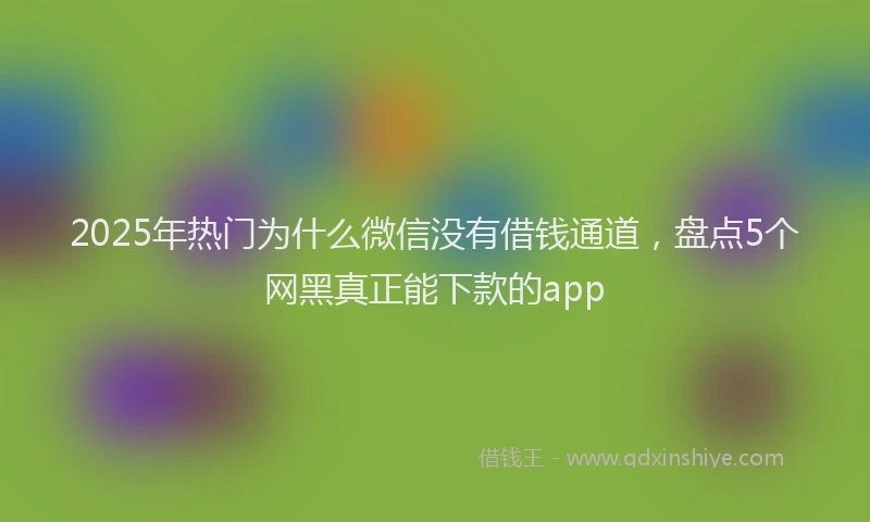 2025年热门为什么微信没有借钱通道，盘点5个网黑真正能下款的app