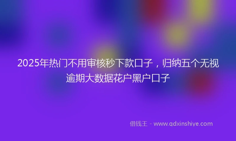 2025年热门不用审核秒下款口子，归纳五个无视逾期大数据花户黑户口子