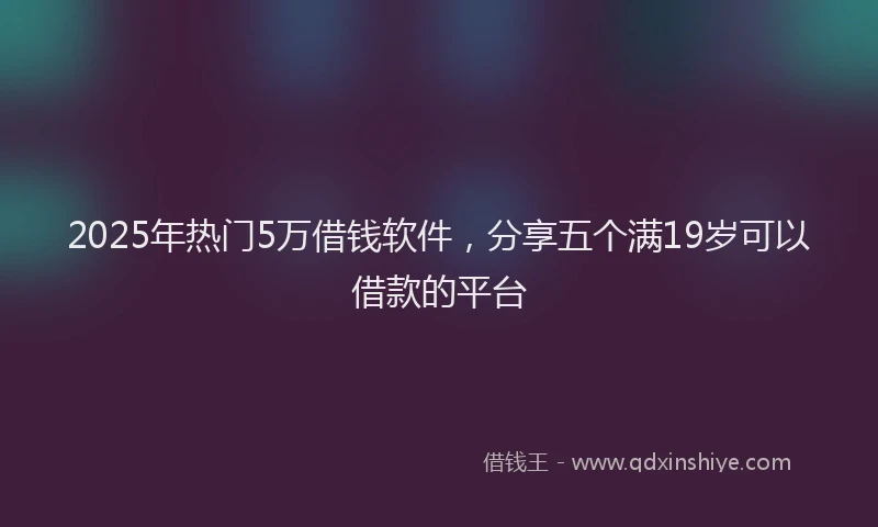 2025年热门5万借钱软件，分享五个满19岁可以借款的平台