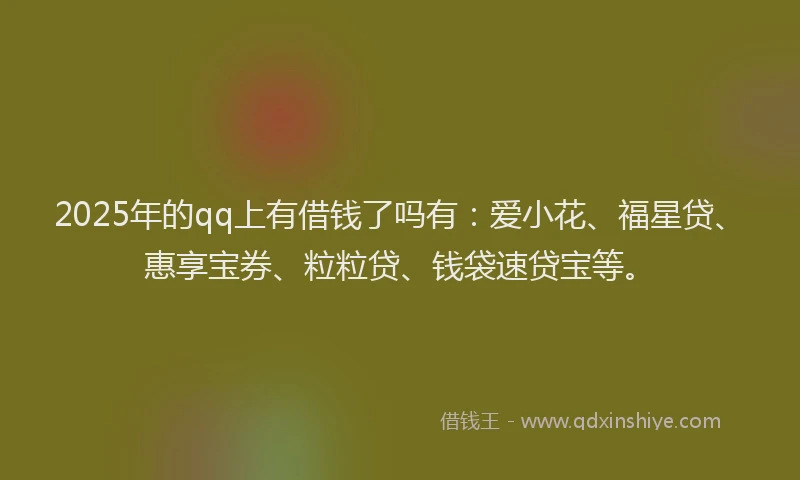 2025年的qq上有借钱了吗有：爱小花、福星贷、惠享宝券、粒粒贷、钱袋速贷宝等。