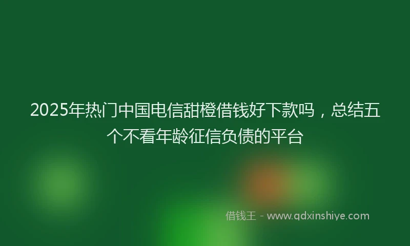 2025年热门中国电信甜橙借钱好下款吗，总结五个不看年龄征信负债的平台