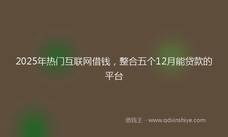 2025年热门互联网借钱，整合五个12月能贷款的平台