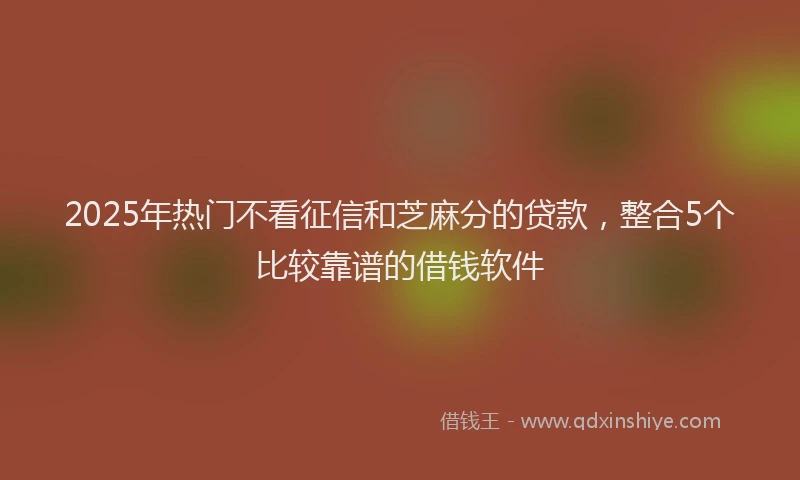 2025年热门不看征信和芝麻分的贷款，整合5个比较靠谱的借钱软件