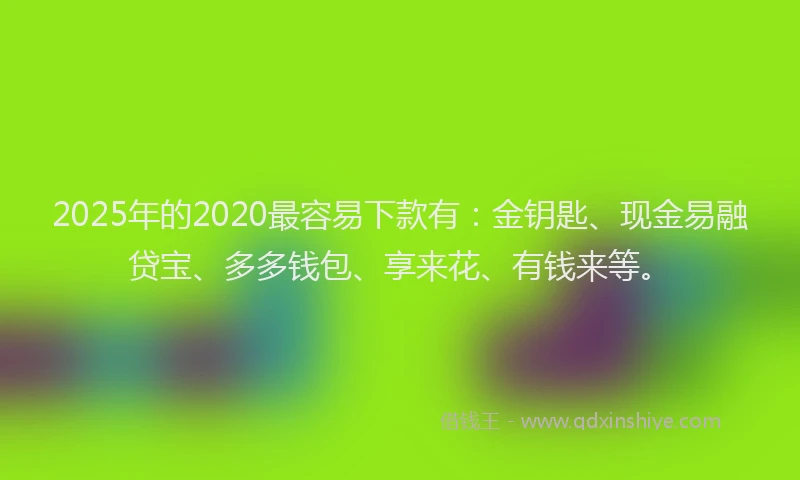 2025年的2020最容易下款有：金钥匙、现金易融贷宝、多多钱包、享来花、有钱来等。