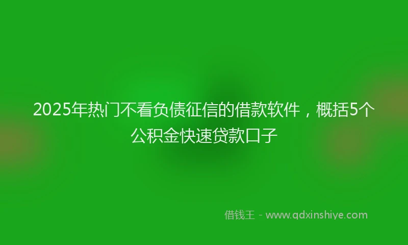 2025年热门不看负债征信的借款软件，概括5个公积金快速贷款口子
