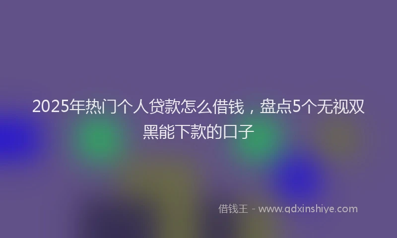2025年热门个人贷款怎么借钱，盘点5个无视双黑能下款的口子