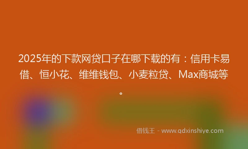 2025年的下款网贷口子在哪下载的有：信用卡易借、恒小花、维维钱包、小麦粒贷、Max商城等。