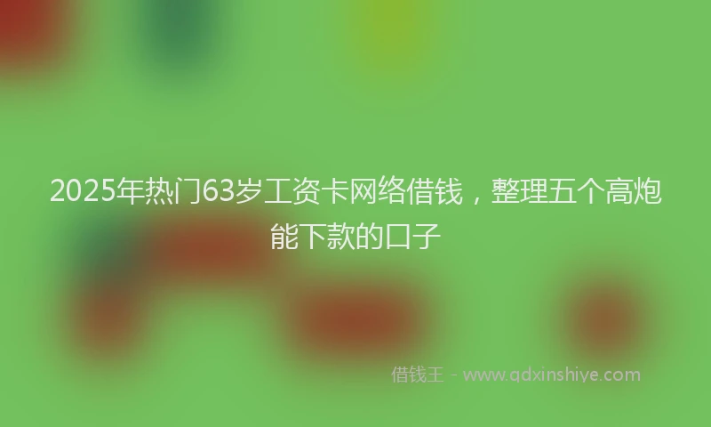 2025年热门63岁工资卡网络借钱，整理五个高炮能下款的口子