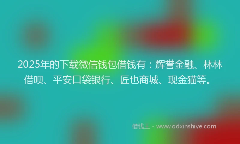 2025年的下载微信钱包借钱有：辉誉金融、林林借呗、平安口袋银行、匠也商城、现金猫等。