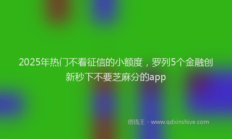 2025年热门不看征信的小额度，罗列5个金融创新秒下不要芝麻分的app