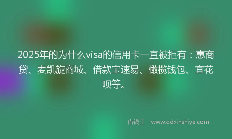 2025年的为什么visa的信用卡一直被拒有：惠商贷、麦凯旋商城、借款宝速易、橄榄钱包、宜花呗等。