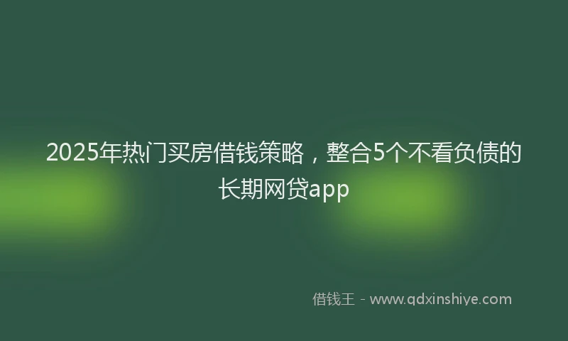 2025年热门买房借钱策略，整合5个不看负债的长期网贷app