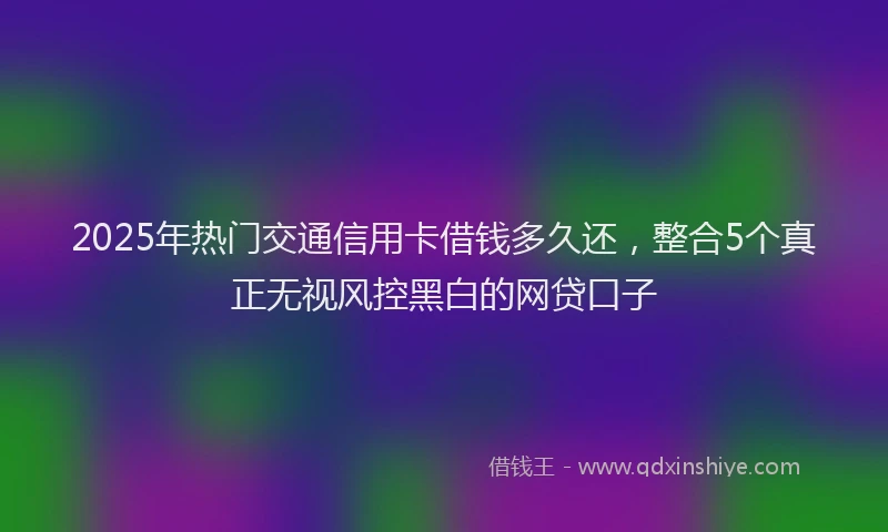 2025年热门交通信用卡借钱多久还，整合5个真正无视风控黑白的网贷口子