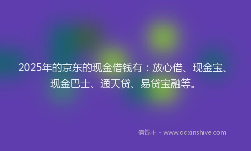 2025年的京东的现金借钱有：放心借、现金宝、现金巴士、通天贷、易贷宝融等。