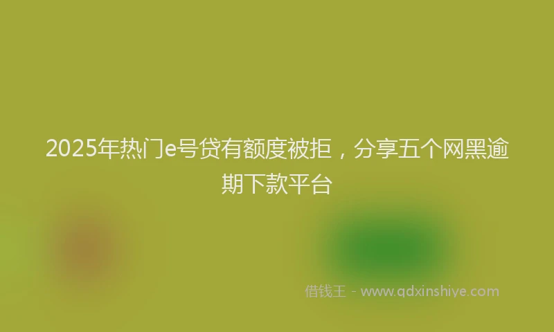 2025年热门e号贷有额度被拒，分享五个网黑逾期下款平台