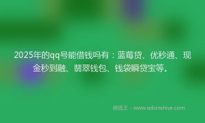 2025年的qq号能借钱吗有：蓝莓贷、优秒通、现金秒到融、翡翠钱包、钱袋瞬贷宝等。