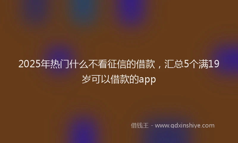2025年热门什么不看征信的借款，汇总5个满19岁可以借款的app