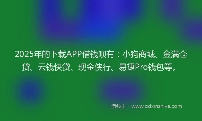 2025年的下载APP借钱呗有：小狗商城、金满仓贷、云钱快贷、现金侠行、易捷Pro钱包等。