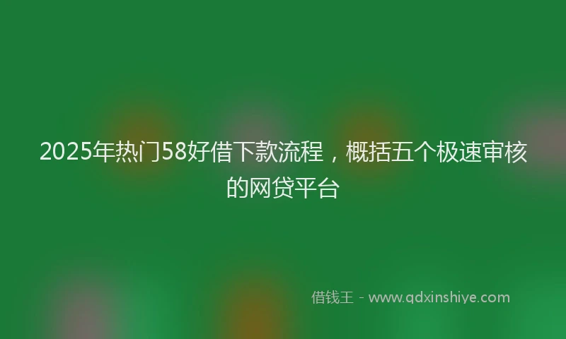 2025年热门58好借下款流程，概括五个极速审核的网贷平台