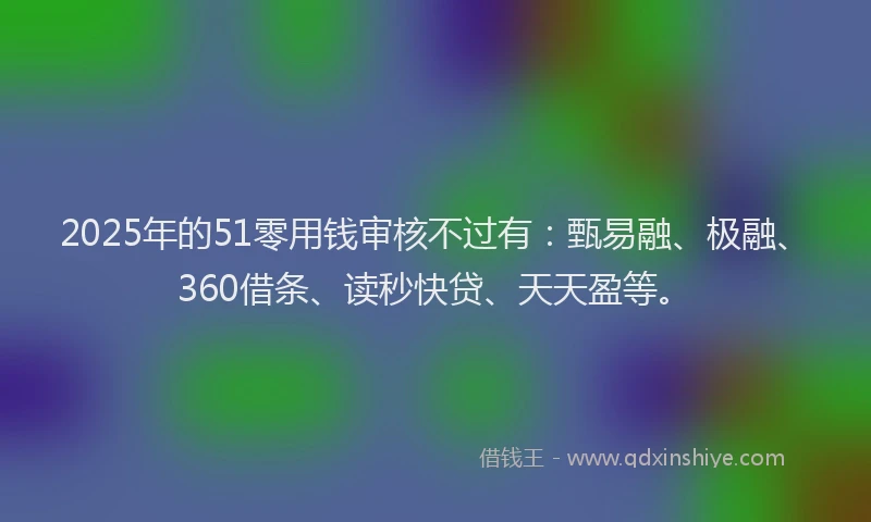 2025年的51零用钱审核不过有：甄易融、极融、360借条、读秒快贷、天天盈等。