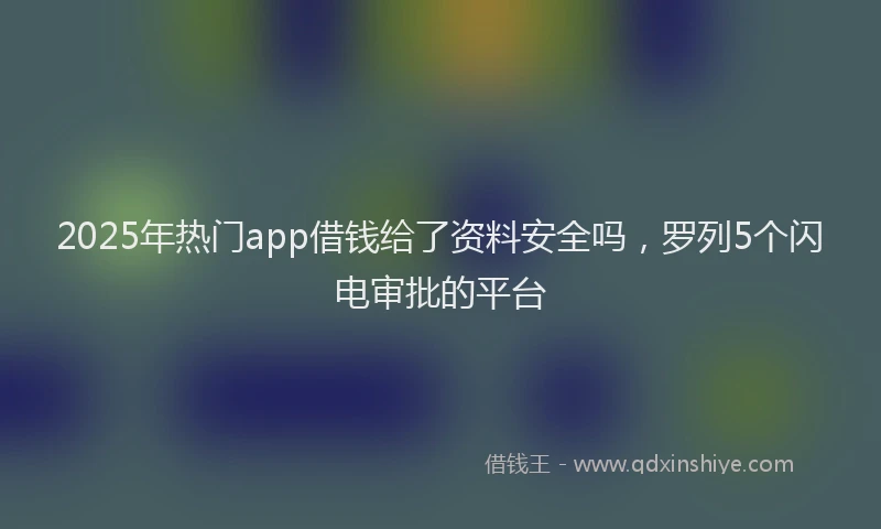 2025年热门app借钱给了资料安全吗，罗列5个闪电审批的平台