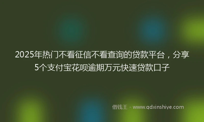 2025年热门不看征信不看查询的贷款平台，分享5个支付宝花呗逾期万元快速贷款口子