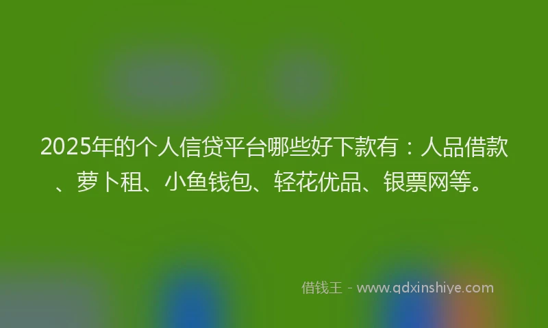 2025年的个人信贷平台哪些好下款有：人品借款、萝卜租、小鱼钱包、轻花优品、银票网等。