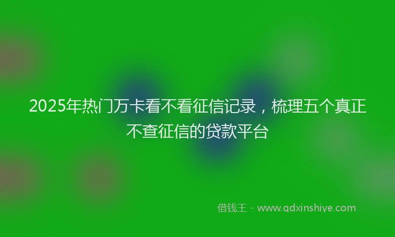 2025年热门万卡看不看征信记录，梳理五个真正不查征信的贷款平台