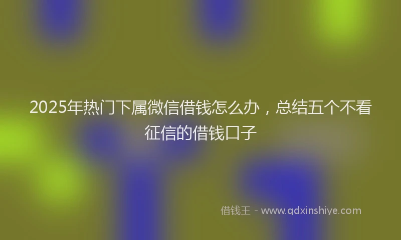 2025年热门下属微信借钱怎么办，总结五个不看征信的借钱口子