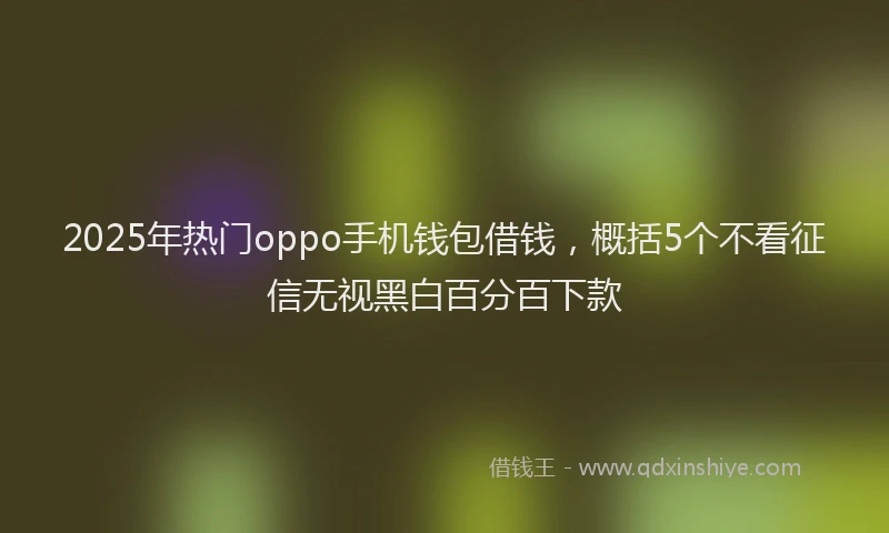 2025年热门oppo手机钱包借钱，概括5个不看征信无视黑白百分百下款