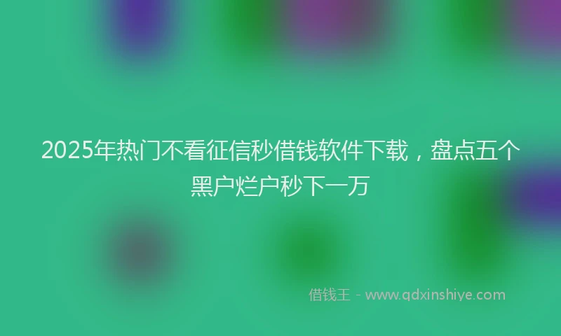2025年热门不看征信秒借钱软件下载，盘点五个黑户烂户秒下一万