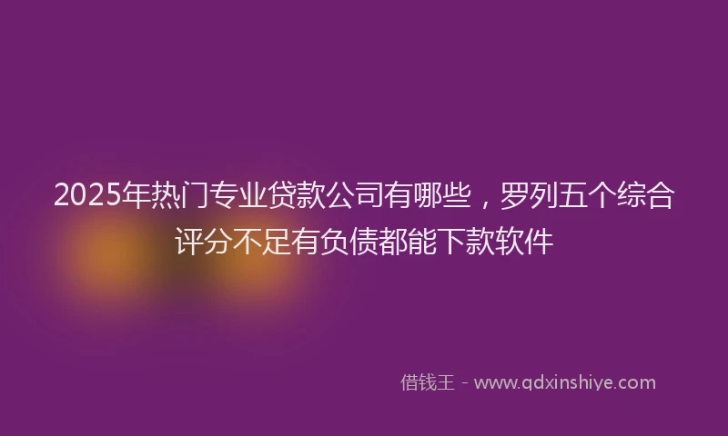 2025年热门专业贷款公司有哪些，罗列五个综合评分不足有负债都能下款软件