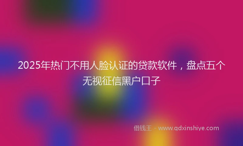 2025年热门不用人脸认证的贷款软件，盘点五个无视征信黑户口子