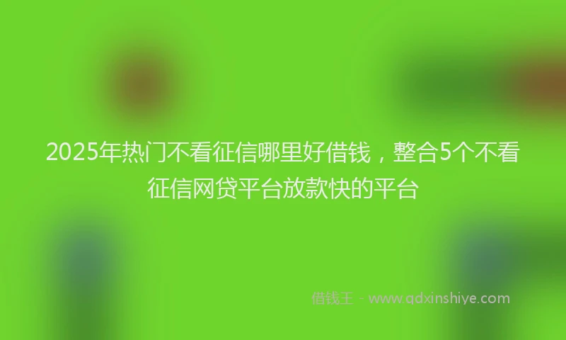 2025年热门不看征信哪里好借钱，整合5个不看征信网贷平台放款快的平台