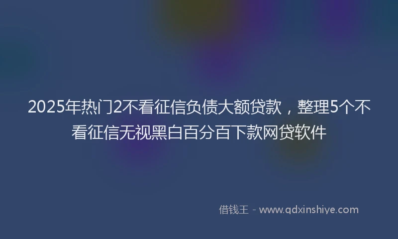 2025年热门2不看征信负债大额贷款，整理5个不看征信无视黑白百分百下款网贷软件