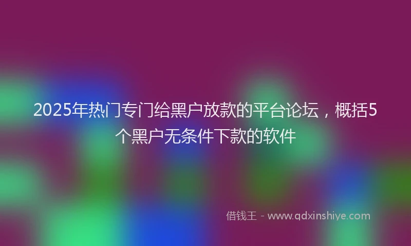 2025年热门专门给黑户放款的平台论坛，概括5个黑户无条件下款的软件