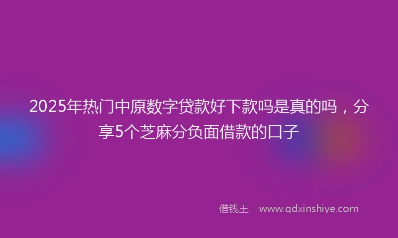 2025年热门中原数字贷款好下款吗是真的吗，分享5个芝麻分负面借款的口子